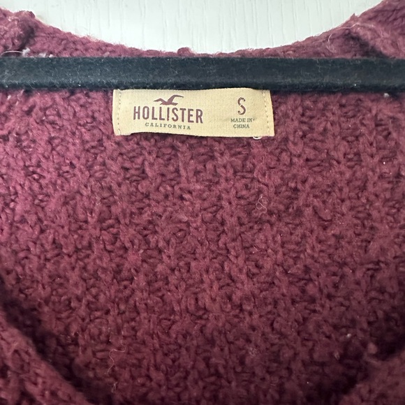 Hollister Burgundy Knit Sweater with Lace Hem - Size S - Picture 3 of 4